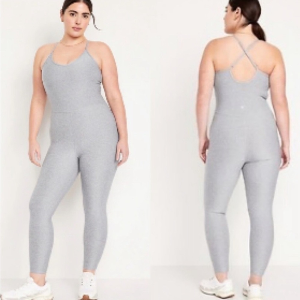 OldNavy Gray Cloud+ Sleeveless 7/8 Bodysuit Workout Jumpsuit Size 2X Plus